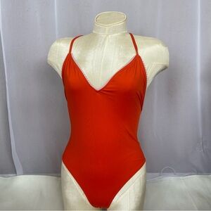 J.Crew Playa One-Piece Swimsuit Color Red/Orange Sz M Criss-cross straps in back